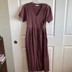 Neuflora Plum Wrap-Style Maxi Dress